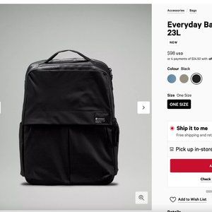 Lululemon Everyday Backpack 2.0 23L